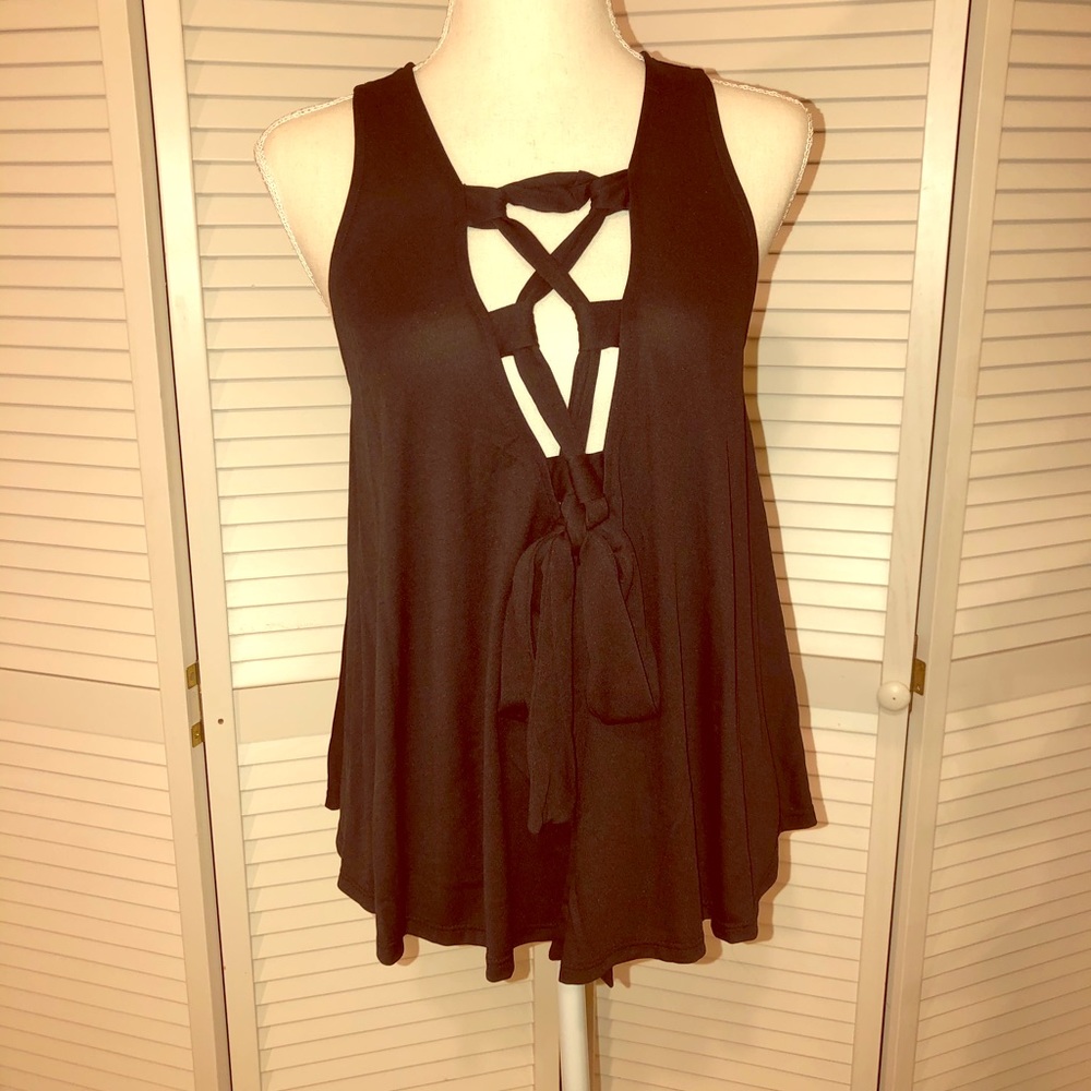Vintage Havana lace up front tank top
